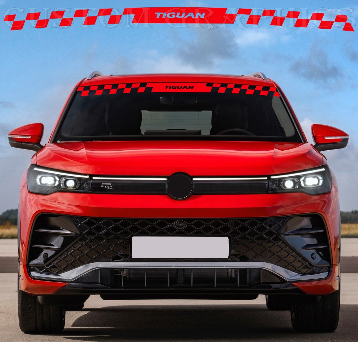 front glass sticker racing design Compatible with Tiguan 2024