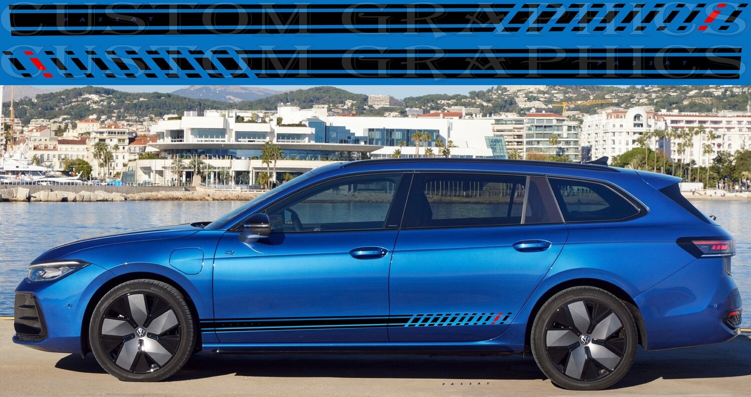 2X Side door stripe vinyl decal graphic sticker Kit Compatible with Passat 2024