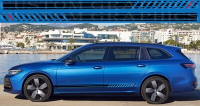 2X Side door stripe vinyl decal graphic sticker Kit Compatible with Passat 2024
