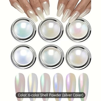 Set Of 6 Pearl White Chrome Colors