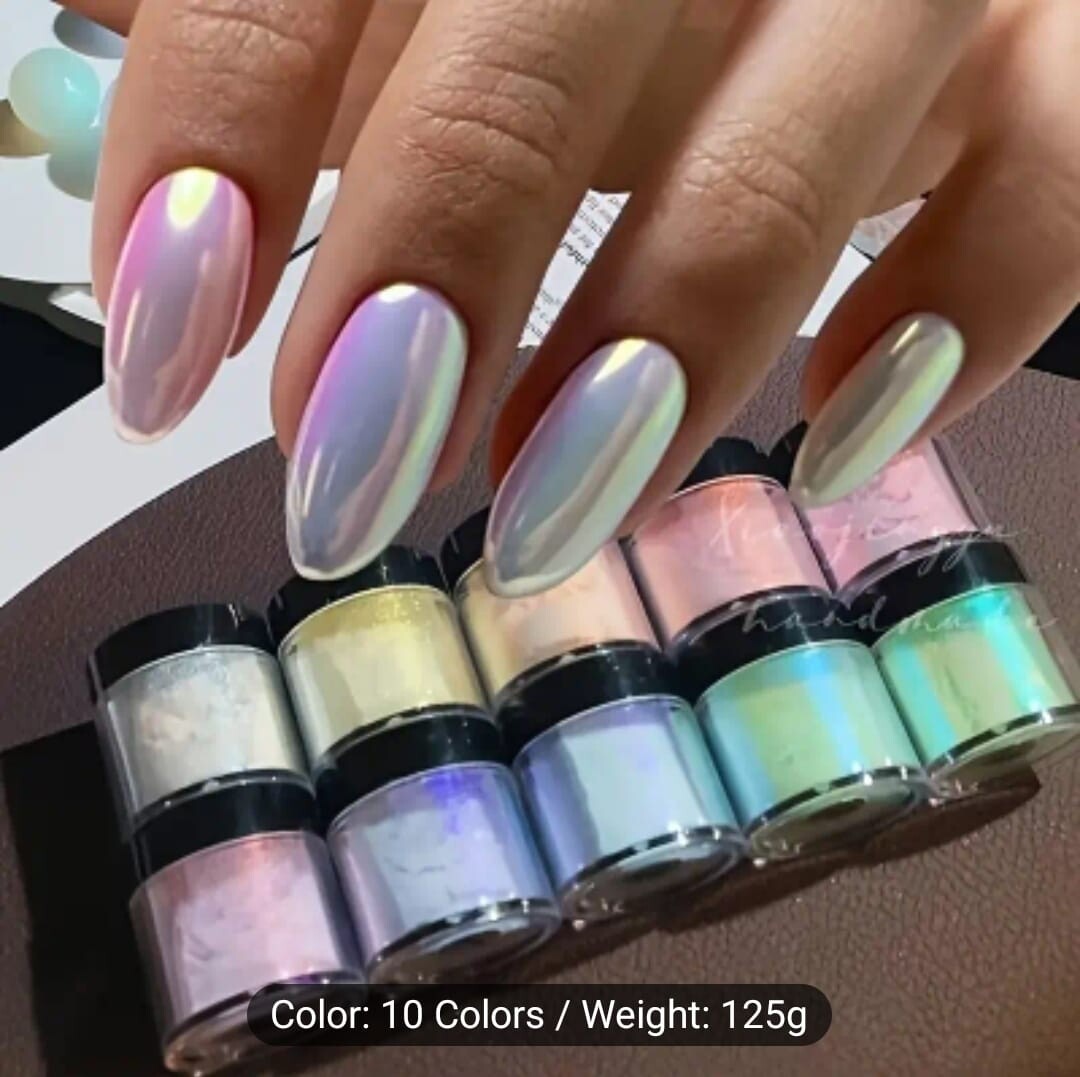 Mermaid chrome.  10 màu nhũ tiên cá tráng gương cho nails.