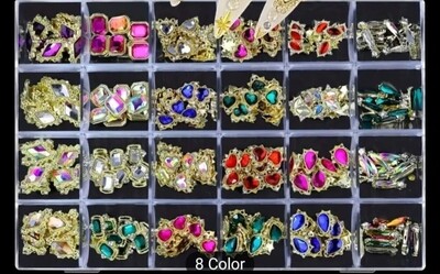 Hộp hột xoàn gắn nails siêu to, siêu sáng, siêu lung linh. 240 hạt đủ shape.