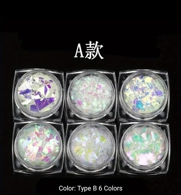 Set 6 hũ vảy chrome đắp ẩn nails.