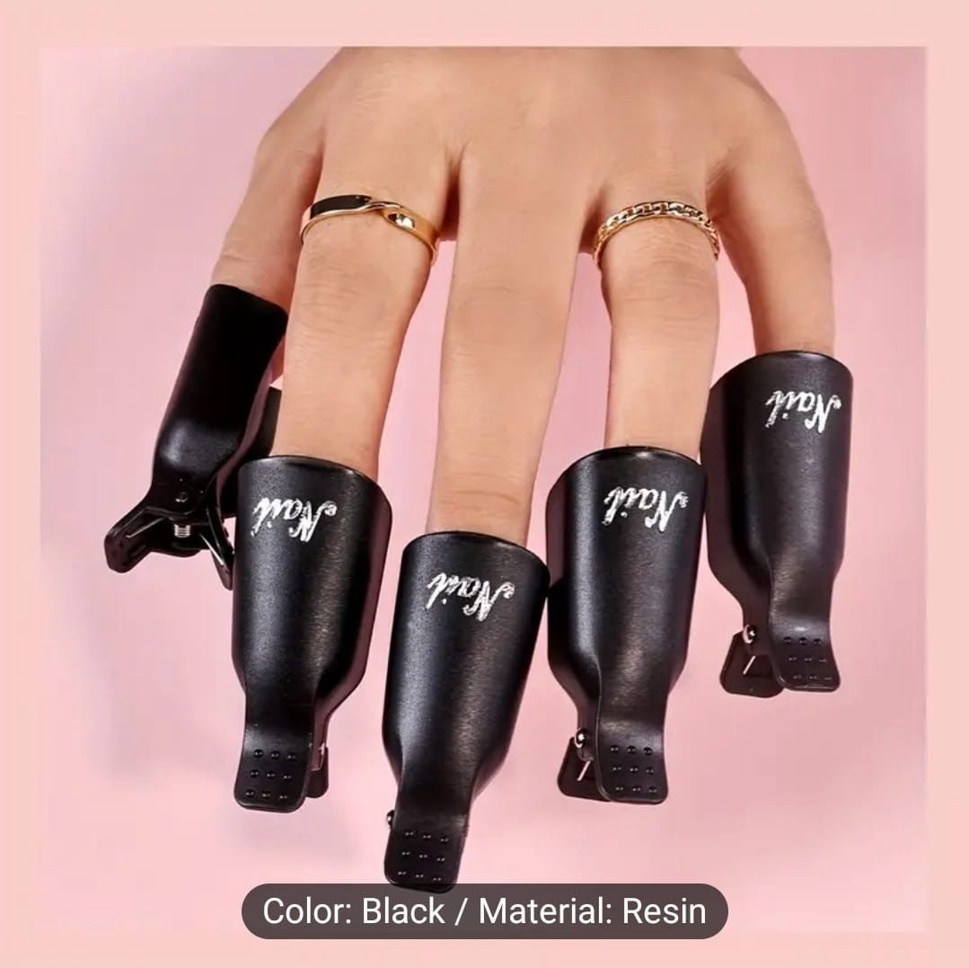 Set of 10 gel soak off fingers shape.Bộ 10 kẹp bông gòn ngâm tháo gel, sns, bột cho nails. Black