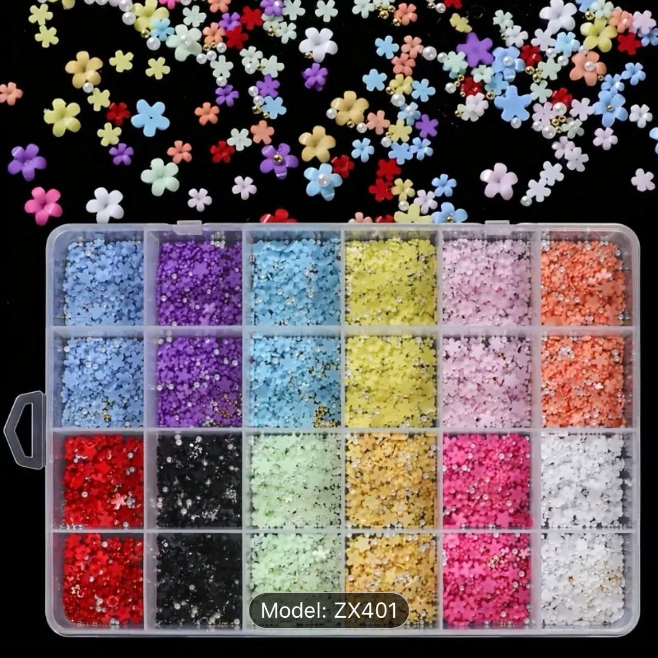 3D Flowers Nails Decorations With Pearls.