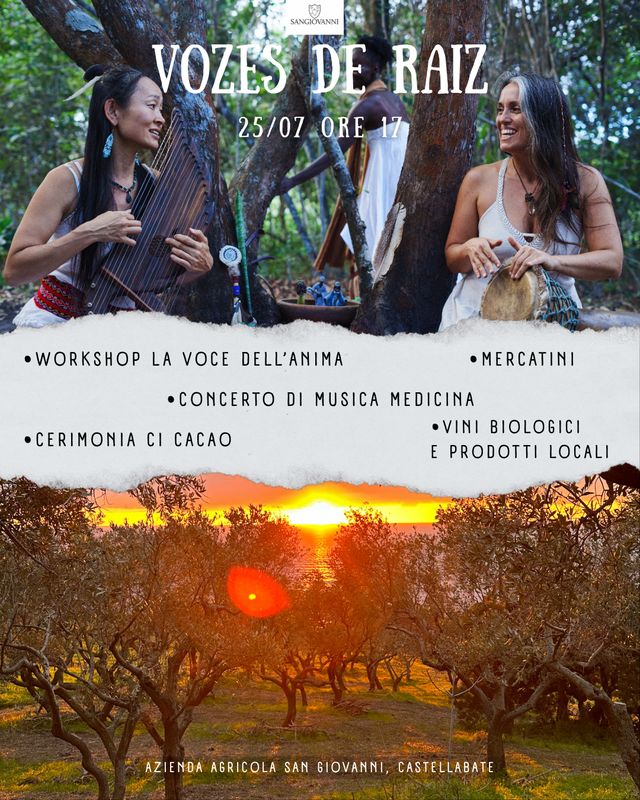 Cerimonia di cacao, concerto di musica medicina e laboratorio di canto dell’ anima Venerdì  25 luglio 2025 ore 17:00