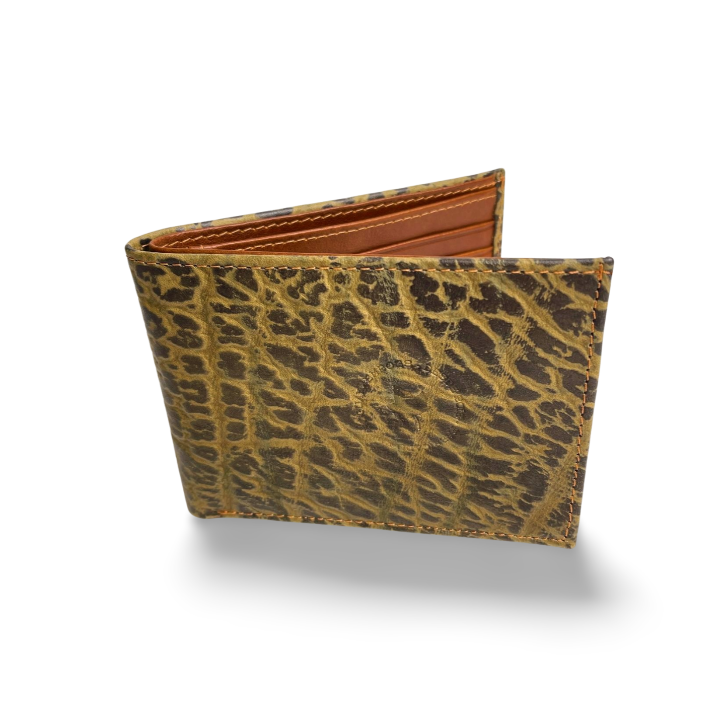 Billetera Clásica tapa de cuero Verde Croco