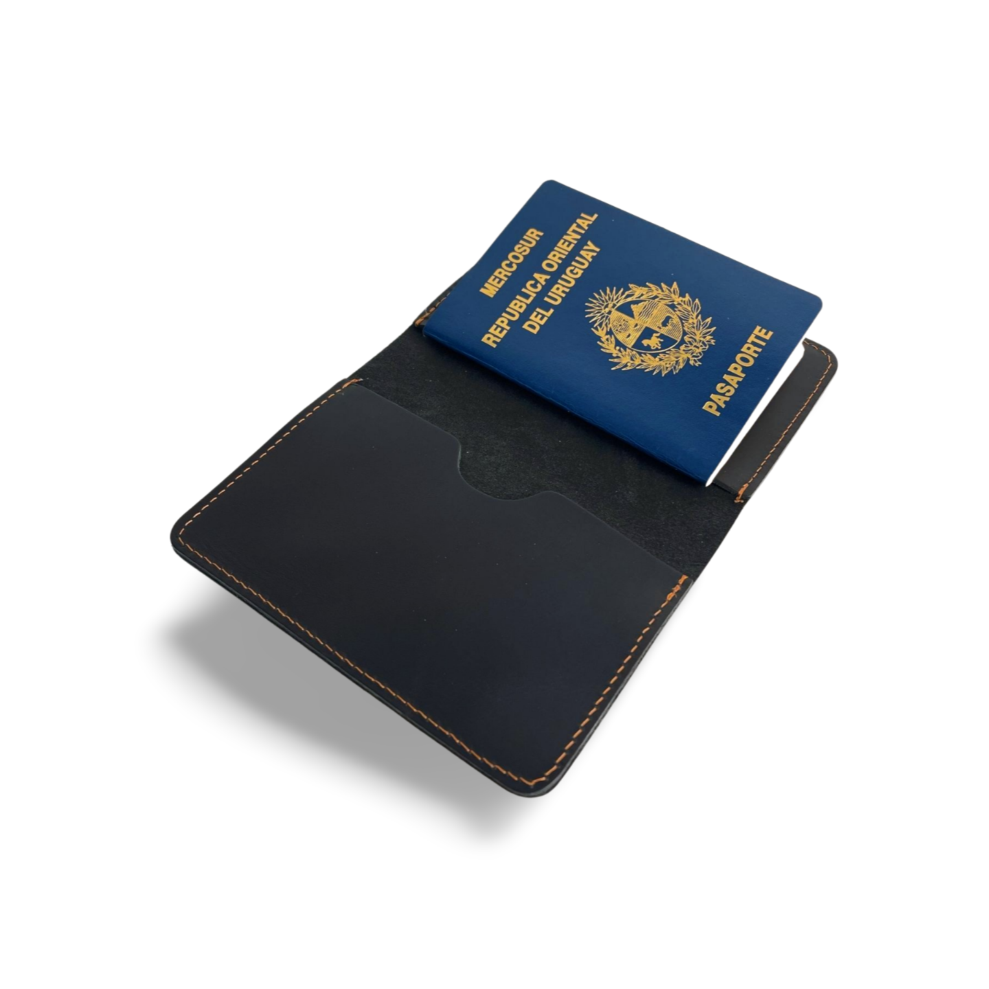 Porta pasaporte + Inciales Grabadas (NEGRO)