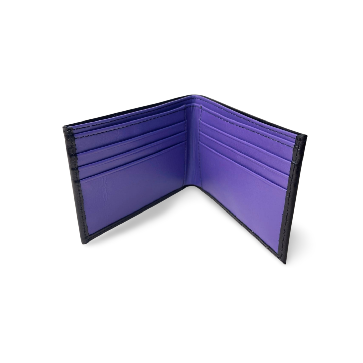 Billetera clásica  tapa negra interior violeta