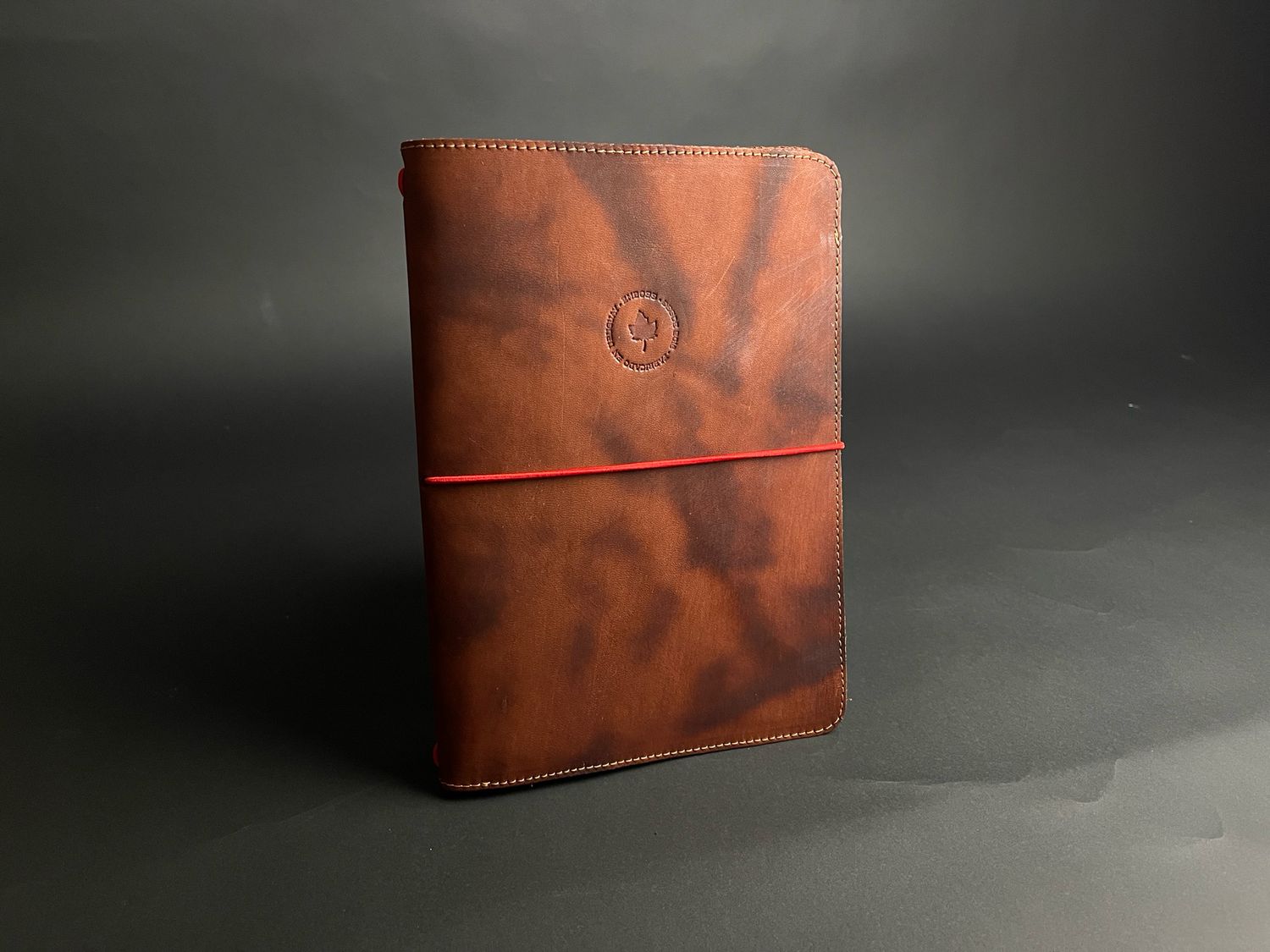 A5 Tapa de cuero OXIDO MANCHADO RÚSTICO con bolsillos interiores