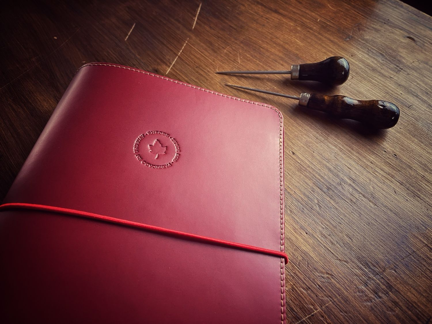 A5 - Tapa de cuero ROJA