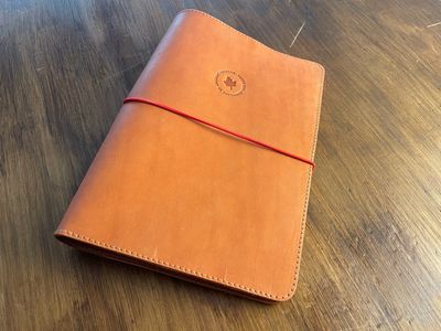 A5 Tapa de cuero Naranja (con bolsillos interiores)