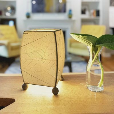 Mini Square Cocoa Leaf Lamp Natural