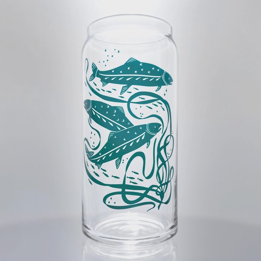 Tall Salmon &amp; Seaweed Glass