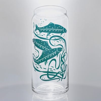 Tall Salmon &amp; Seaweed Glass
