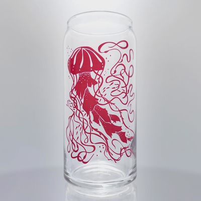Tall Jellyfish &amp; Seaweed Glass