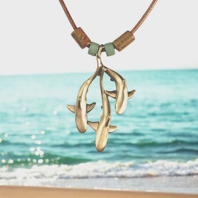 Shark Trio Bronze Pendant