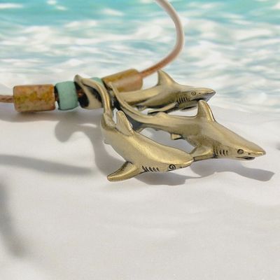 Shark Trio Bronze Pendant