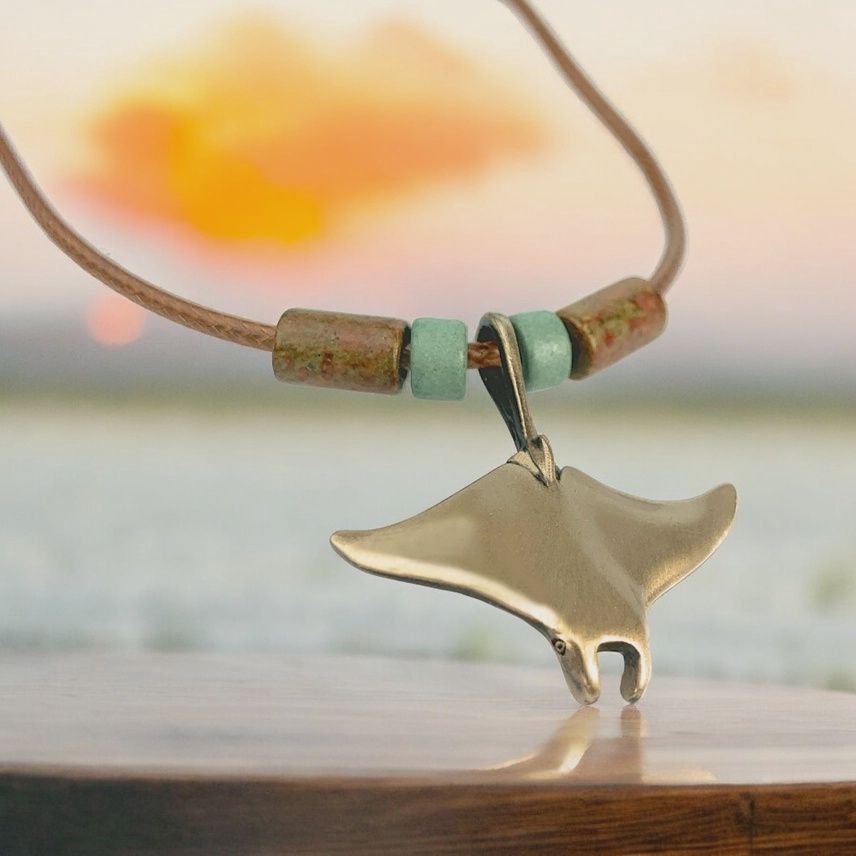 Manta Ray Bronze Pendant
