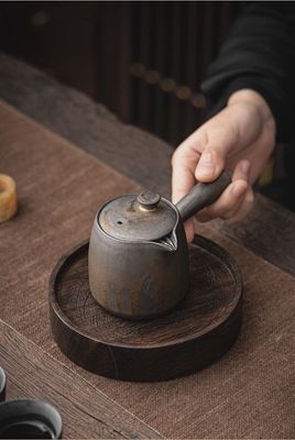 Side Handle Ceramic Metallic Glaze Teapot