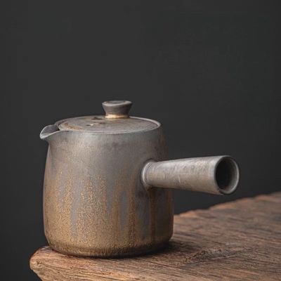Side Handle Ceramic Metallic Glaze Teapot