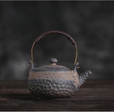 Handmade Golden Black Large Teapot