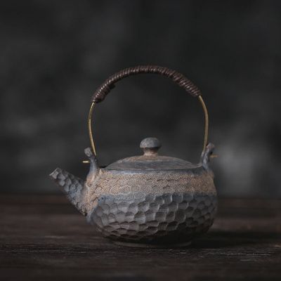 Handmade Golden Black Large Teapot