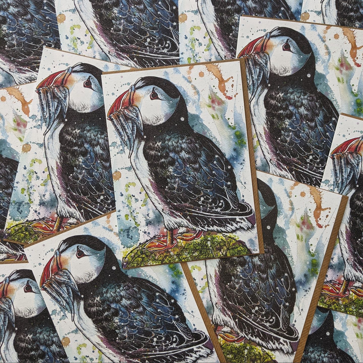 Puffin with Fish Card