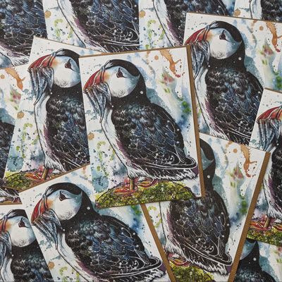 Puffin with Fish Card