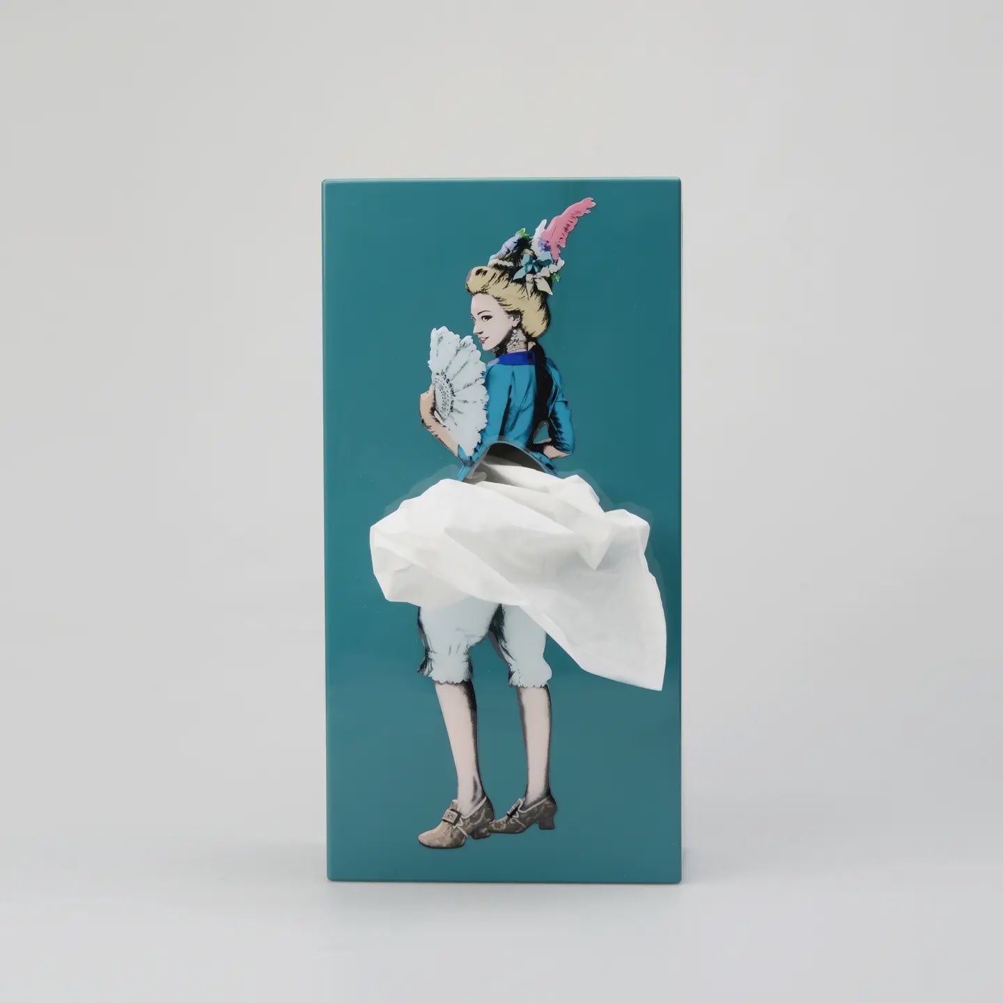 Teal Flying Skirt Tissue Box