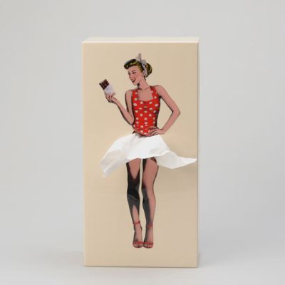 Cream Flying Skirt Tissue Box