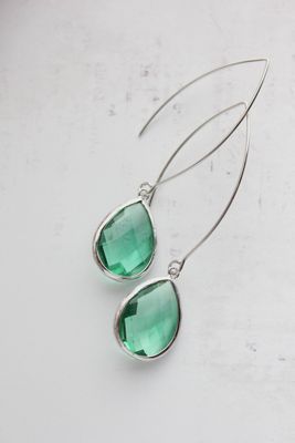 Teal Tear Drop Glass Earrings