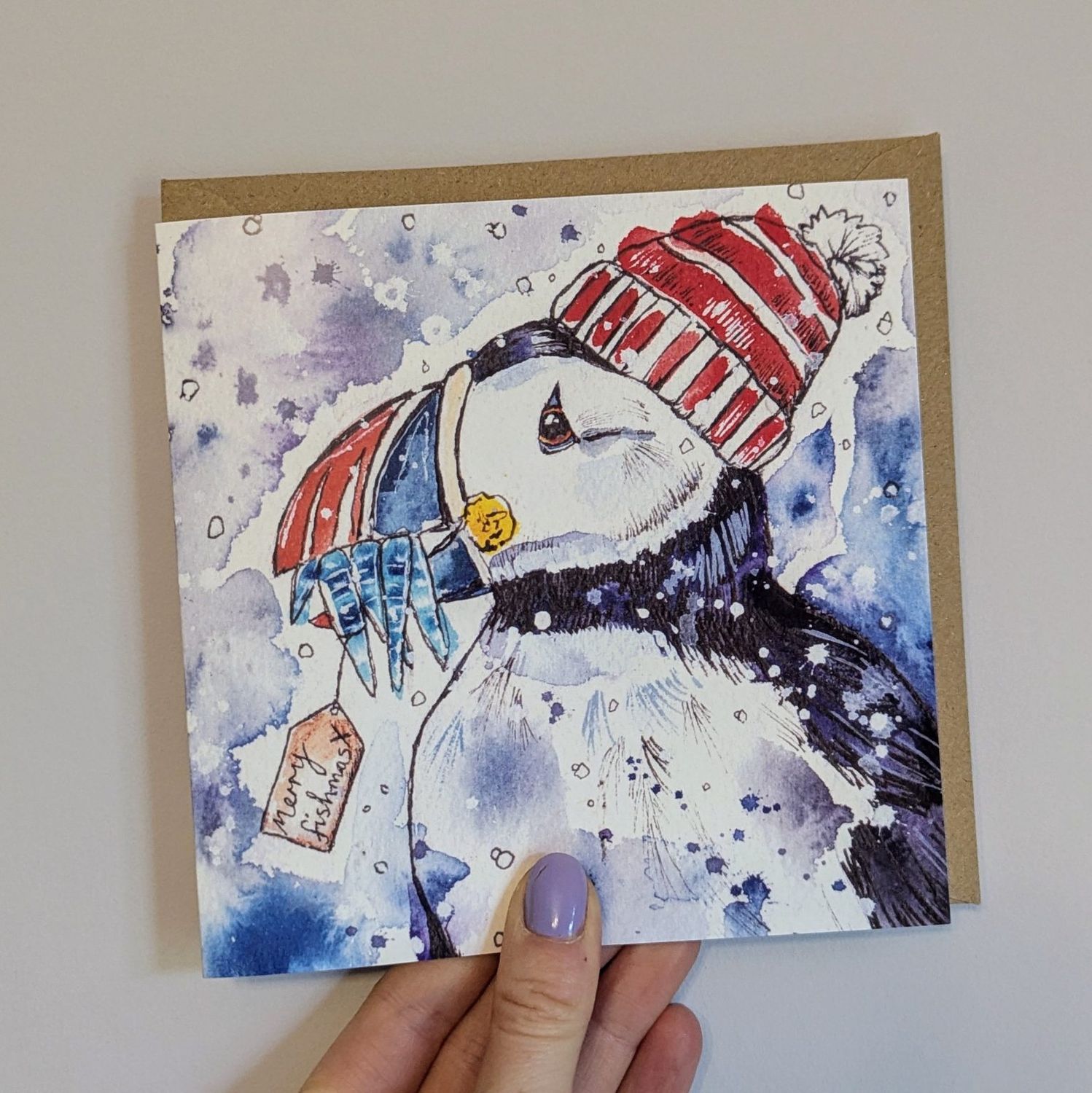 Festive Puffin Christmas Card