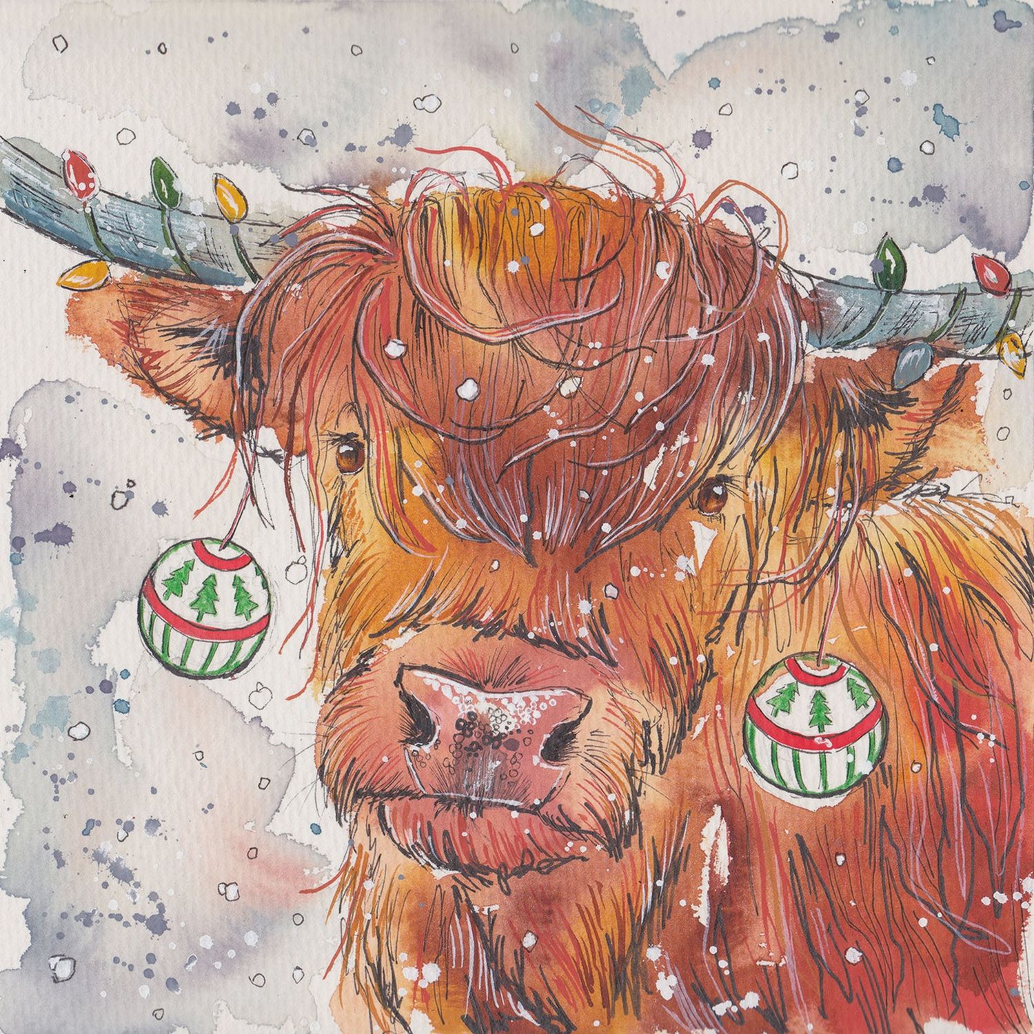 Highland Cow Christmas Card