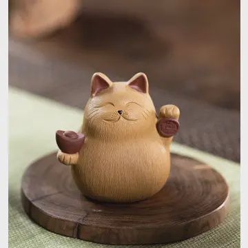 Good Luck Cat Tea Pet, Color: Tan