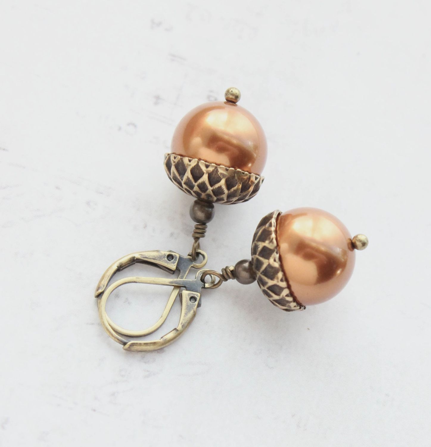 Acorn Earrings, Color: Burnt Copper
