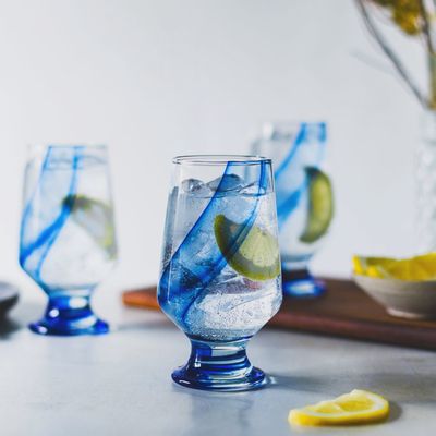 Blue Ribbon Goblet Glass