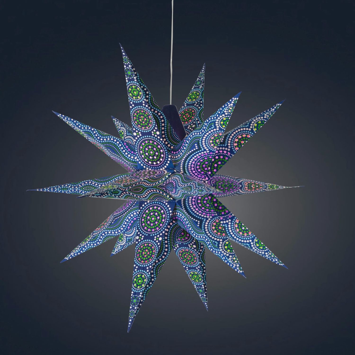 Kaleidoscope Blue Moravian Star - 19p 24"