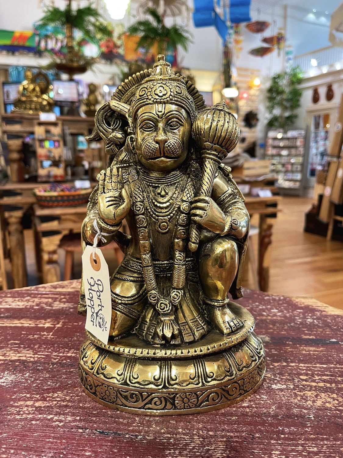 Brass Kneeling Hanuman Statue
