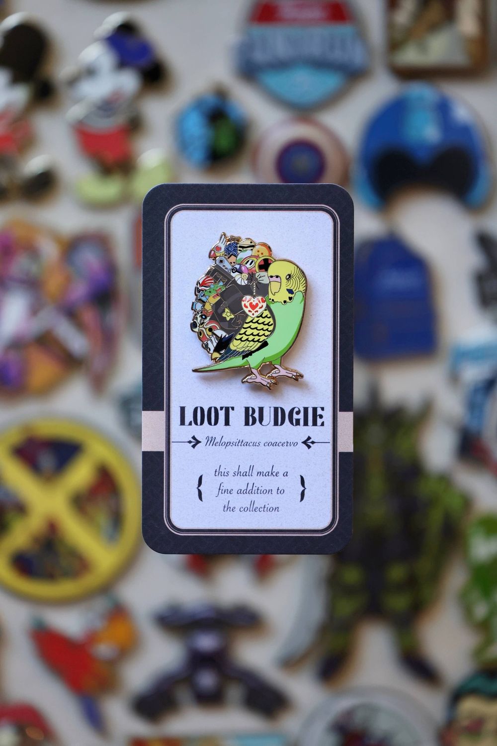Loot Budgie Enamel Pin (Green)