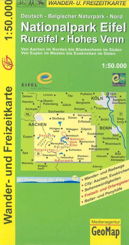 Carte de randonnées - Parc National Rureifel Hohes Venn - 1/50.000
