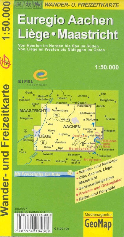 Wander- und Freizeitkarte Euregio Aachen Liège Maastricht - 1/50.000