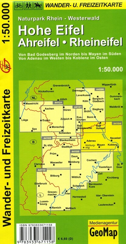 Carte de randonnées - Hohe Eifel Ahreifel Rheineifel - 1/50.000