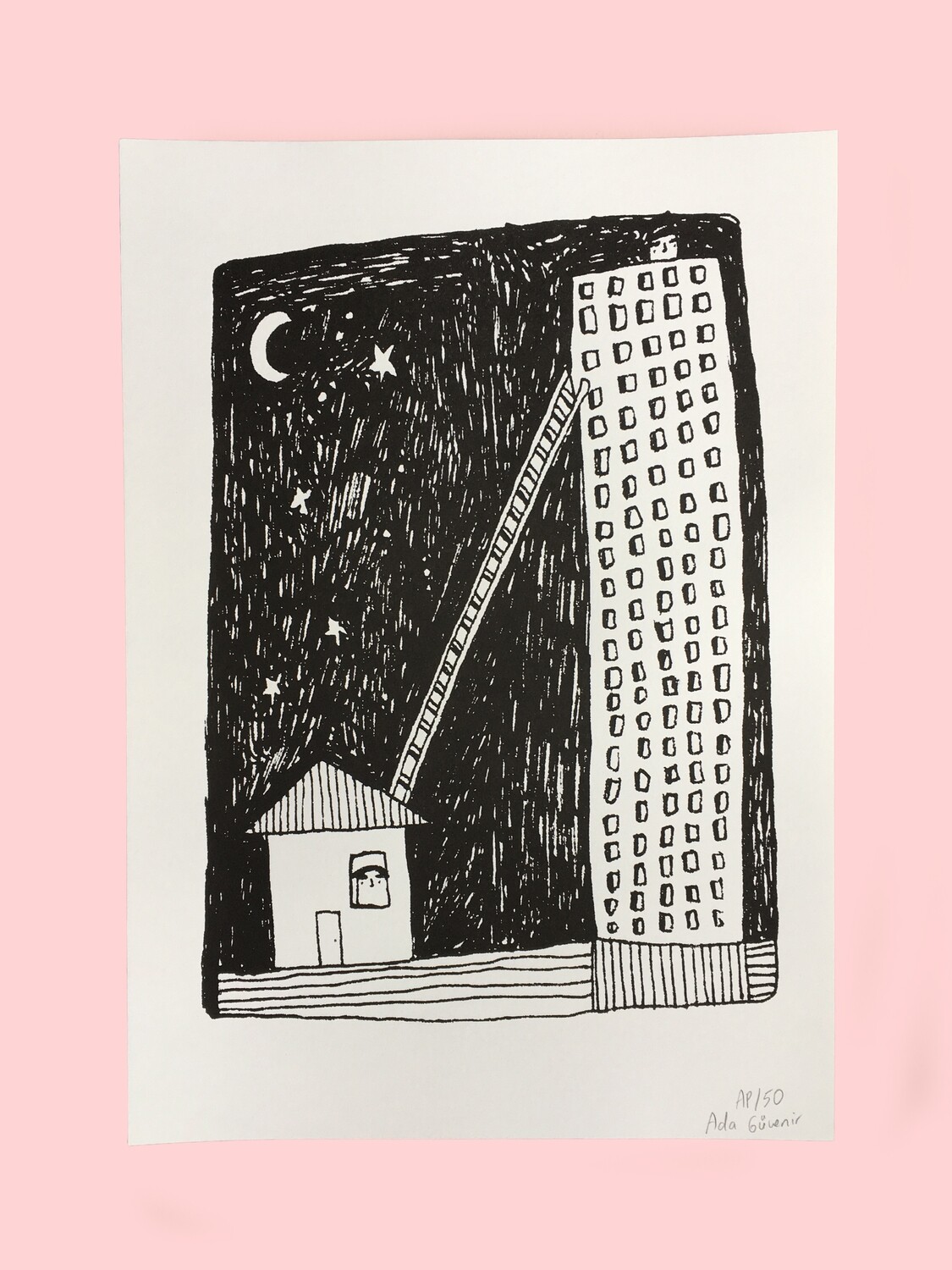 RISO Print A3 by Ada Güvenir  - To The Moon And Back - LE /50