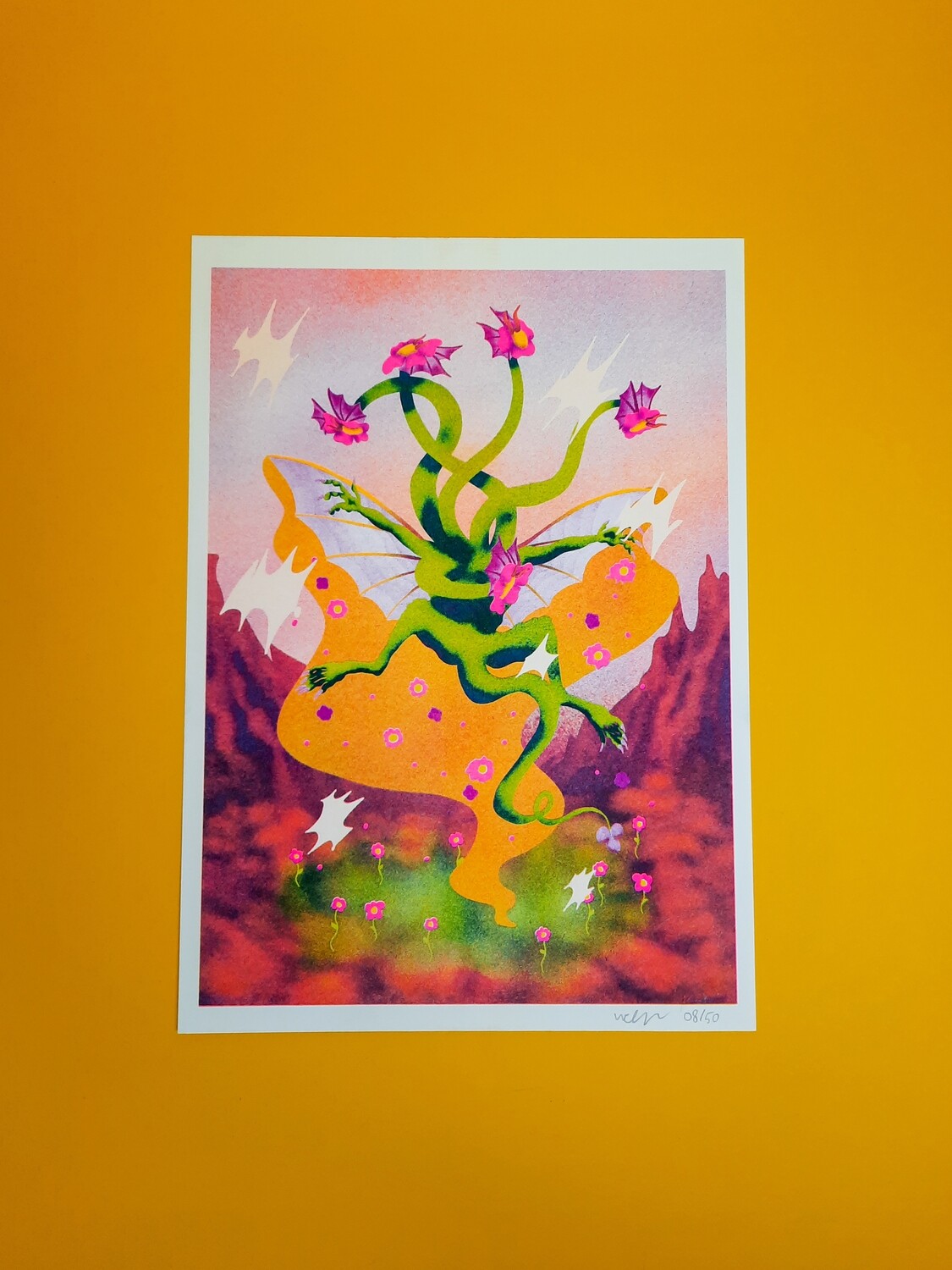 RISO Print - Arne Wastyn - 'Flower Hydra' - POTM_jan 2023 - LE /50