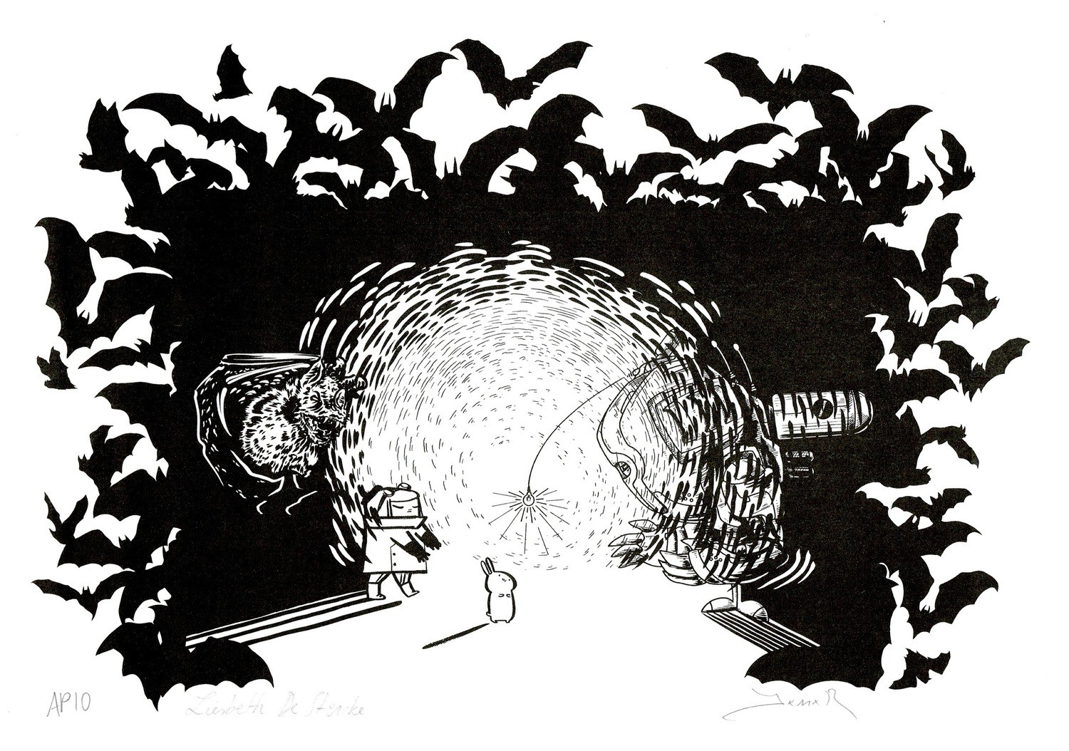 RISO Print A3 - Jesse Robot vs Liesbeth De Stercke Collab / 1-10/AP