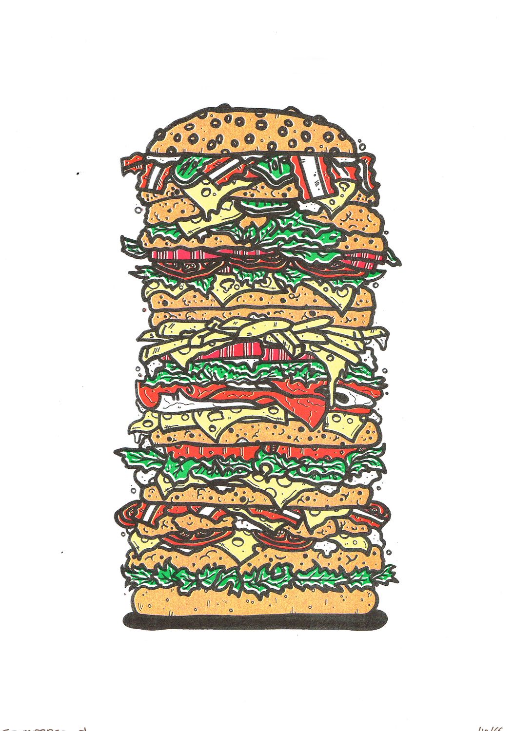 RISO Print A3  - 'It's Burger Time' by Sam Van Royen - LE /66