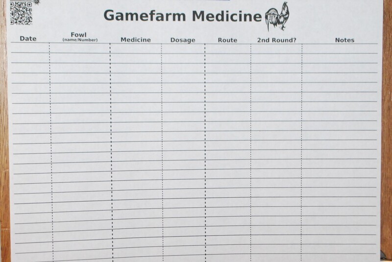 Gamefarm Medicine Sheet