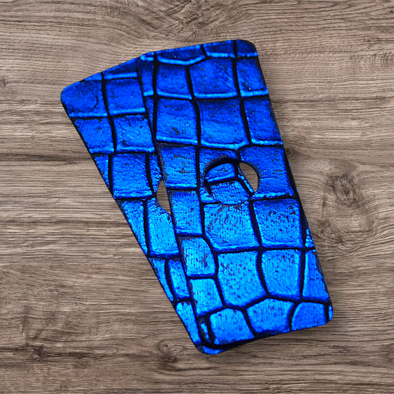 No. 26 – Croc Pattern Electric Blue Reflective Leathers