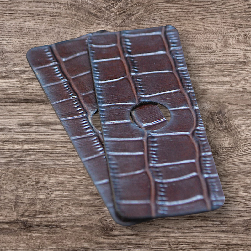 No. 18 – Croc Pattern Deep Brown Leathers